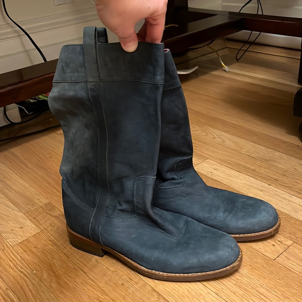 Dark teal leather boots